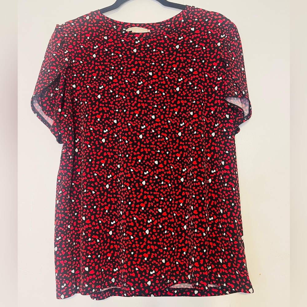 Michael Kors Red and Black Patterned Blouse